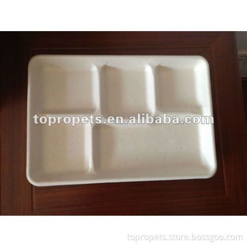 sugarcane bagasse disposable five compartment tray,disposable food tray stock for sale